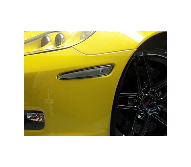 2005-2013 Corvette CLEAR SIDE MARKER LENSES WITH AMBER LEDs - FRONT PAIR - CA-73502-Corvette-Store-Online