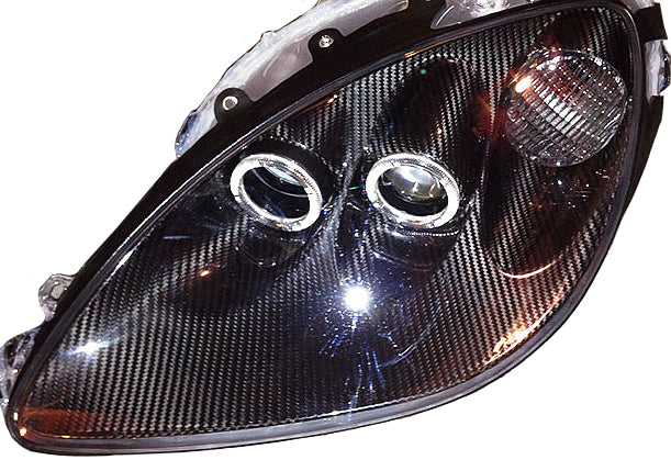 2005-2013 Corvette CARBON FIBER HEADLIGHTS WITH CLEAR LENSES & BLACK SHROUDS - CA-73508-Corvette-Store-Online