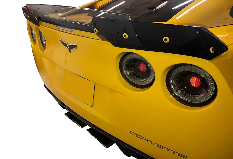 2005-2013 Corvette Rear Spoiler w/ Wicker Bill Insert - Gloss Black W/Light Smoked Wickerbill - CA-73618-Corvette-Store-Online