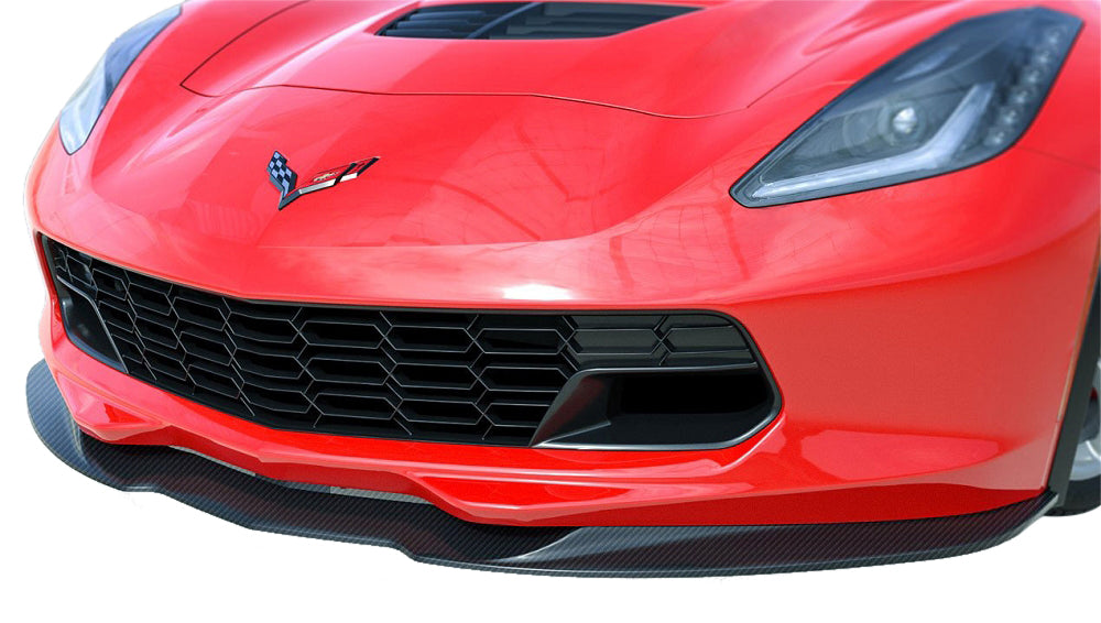 2014-2019 Corvette HYDRO CARBON FIBER AERO FRONT SPLITTER GLOSS CLEAR FINISH - CA-73780-Corvette-Store-Online