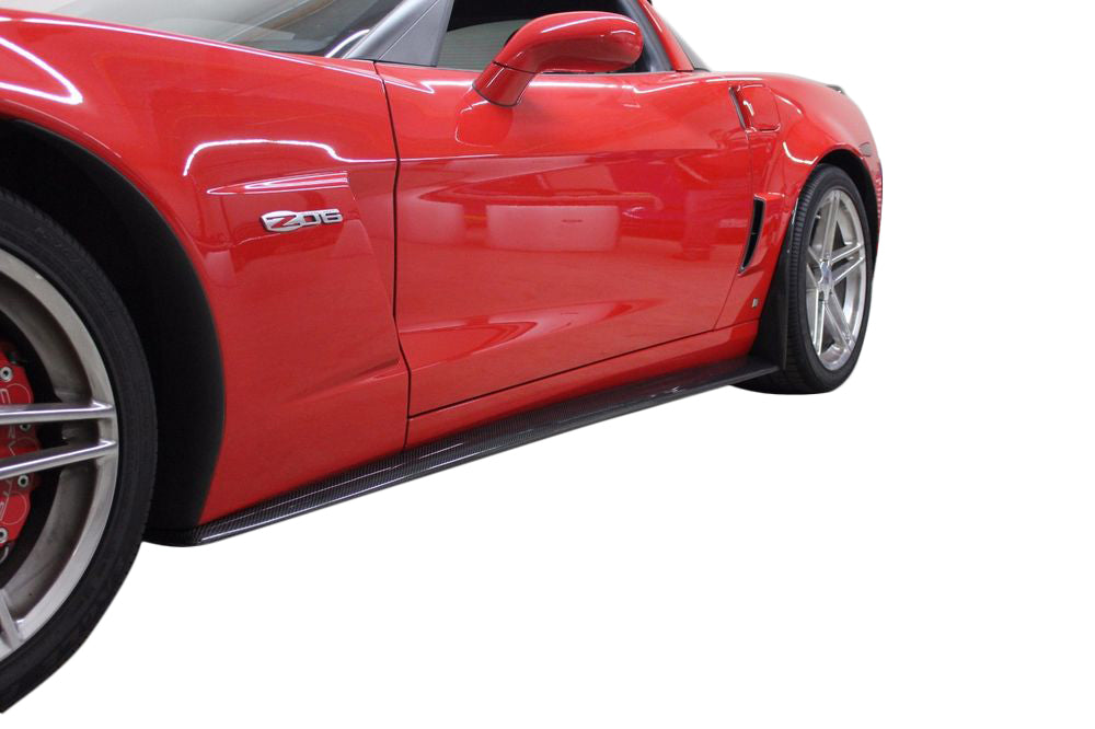 2006-2013 Corvette Carbon Fiber ZR1 Style Side Skirts W/Carbon Fiber Mud Flaps - Z06/Grand Sport - CA-74030-Corvette-Store-Online