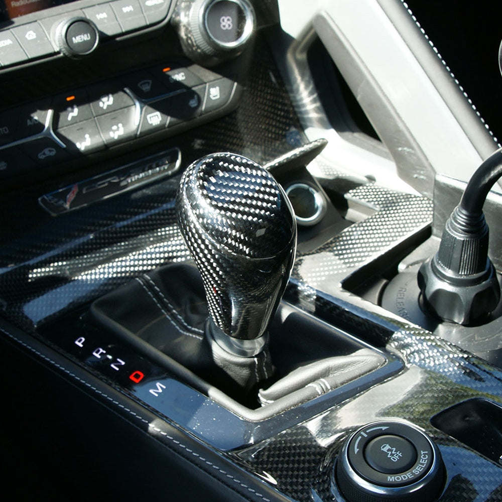 2014-2019 Corvette Carbon Fiber Shift Knobs - Black Semi- Gloss 8-Speed Automatic - CA-74106-Corvette-Store-Online