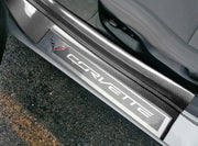2014-2019 Corvette Hydro Carbon Fiber Door Sill Guards Hydrocarbon Fiber W/Cutout - Gloss Finish - CA-74111-Corvette-Store-Online