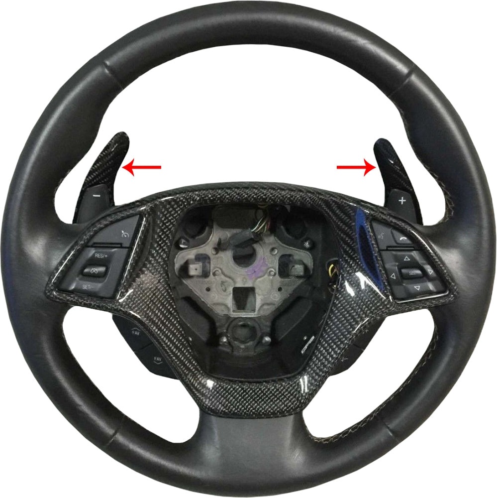 2014-2019 Corvette Carbon Fiber Paddle Shifter Extenders - Peel & Stick Easy Install - CA-74113-Corvette-Store-Online