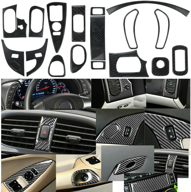 2005-2007 Corvette C6 Corvette 2005-2007 Carbon Fiber Interior Trim Cover Set - 17 Piece Set - CA-74514-Corvette-Store-Online