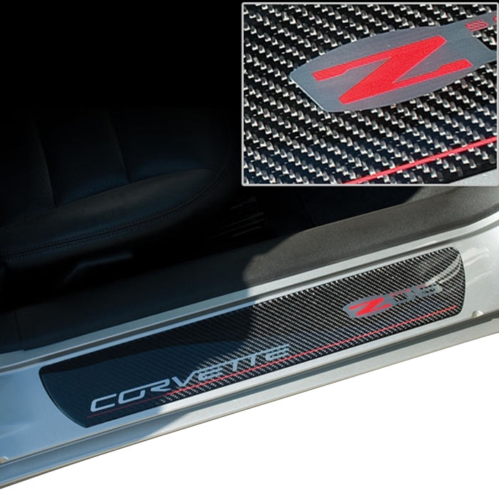 2006-2013 Corvette Door Sill Guards Carbon Fiber - Z06 Logo - - CA-74539-Corvette-Store-Online