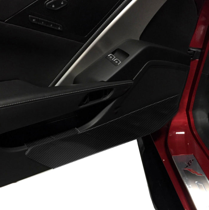 2014-2019 Corvette Hydro Carbon Fiber Door Kicker Protection Covers - Gloss Clear - CA-74624-Corvette-Store-Online
