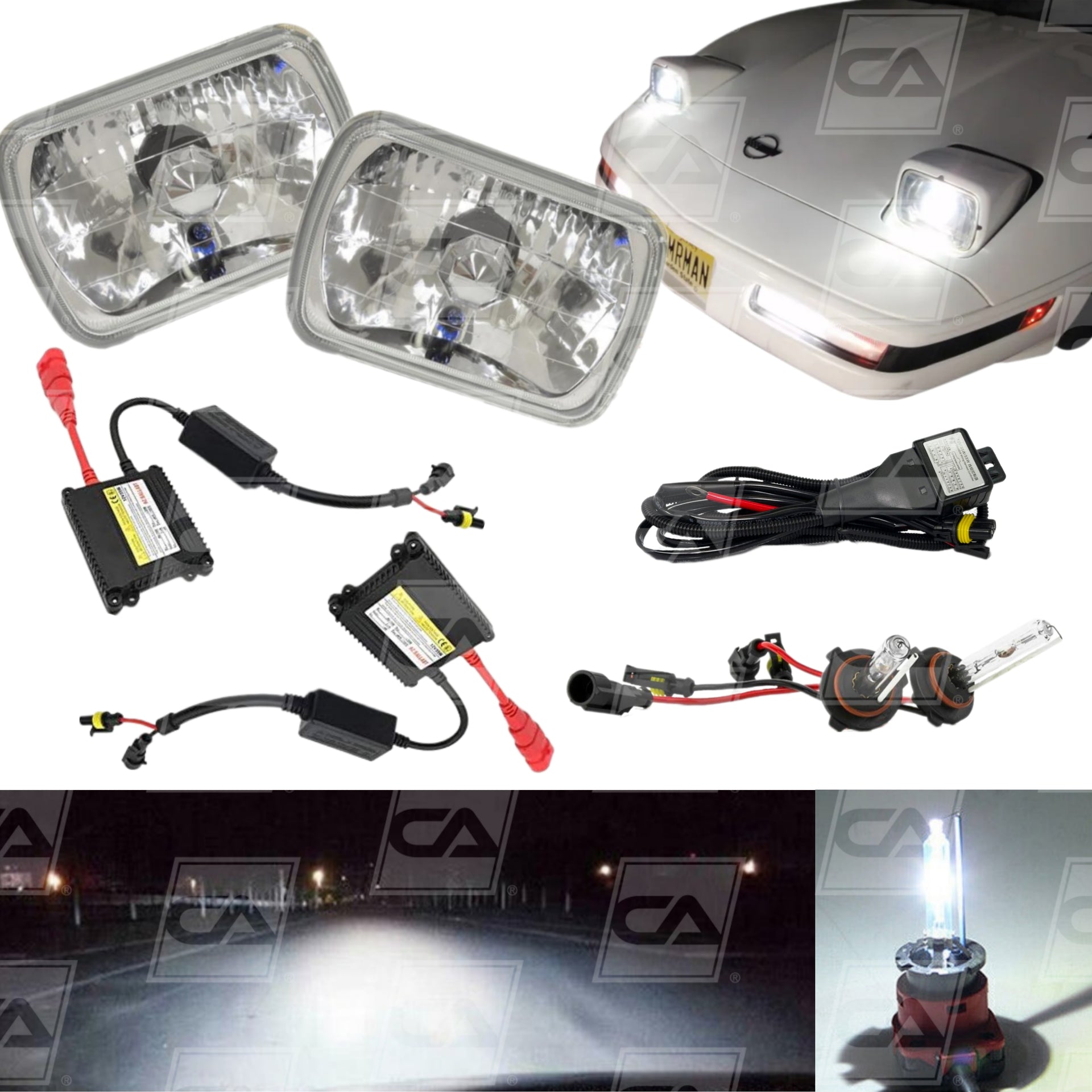 1984-1996 Corvette HID Headlight Conversion Kit - Diamond Cut/Bluish Tint 8000K/55W HL Ballasts - CA-74737-Corvette-Store-Online