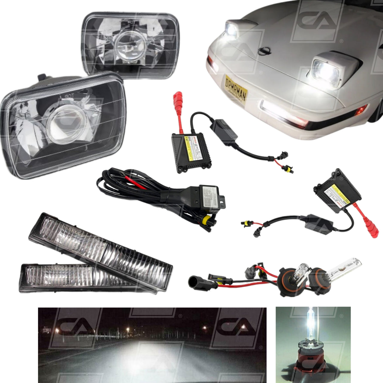 1984-1996 Corvette HID Fog & Headlight Conversion Kit - Proj Lens/White 6000K/55w Fog&HL Ballasts - CA-74753-Corvette-Store-Online