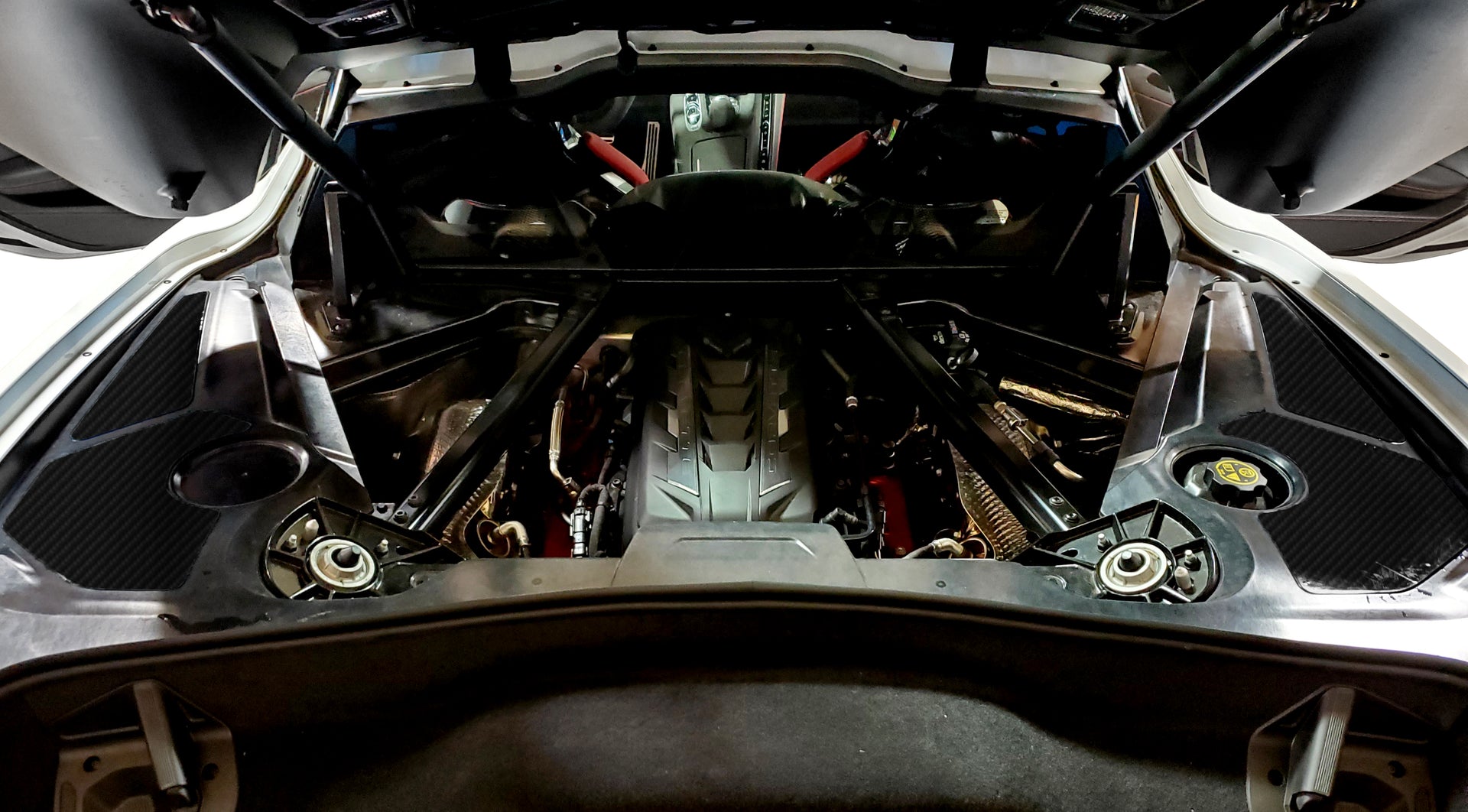 2020-2023 Corvette Hydro Carbon Fiber Engine Bay Trim Panel Accents - Matte Clear - CA-74765-Corvette-Store-Online