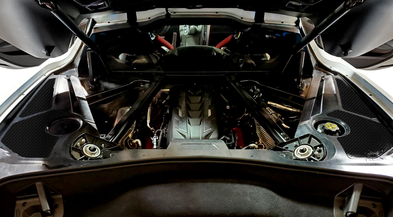 2020-2023 Corvette Hydro Carbon Fiber Engine Bay Trim Panel Accents - Gloss Clear - CA-74766-Corvette-Store-Online