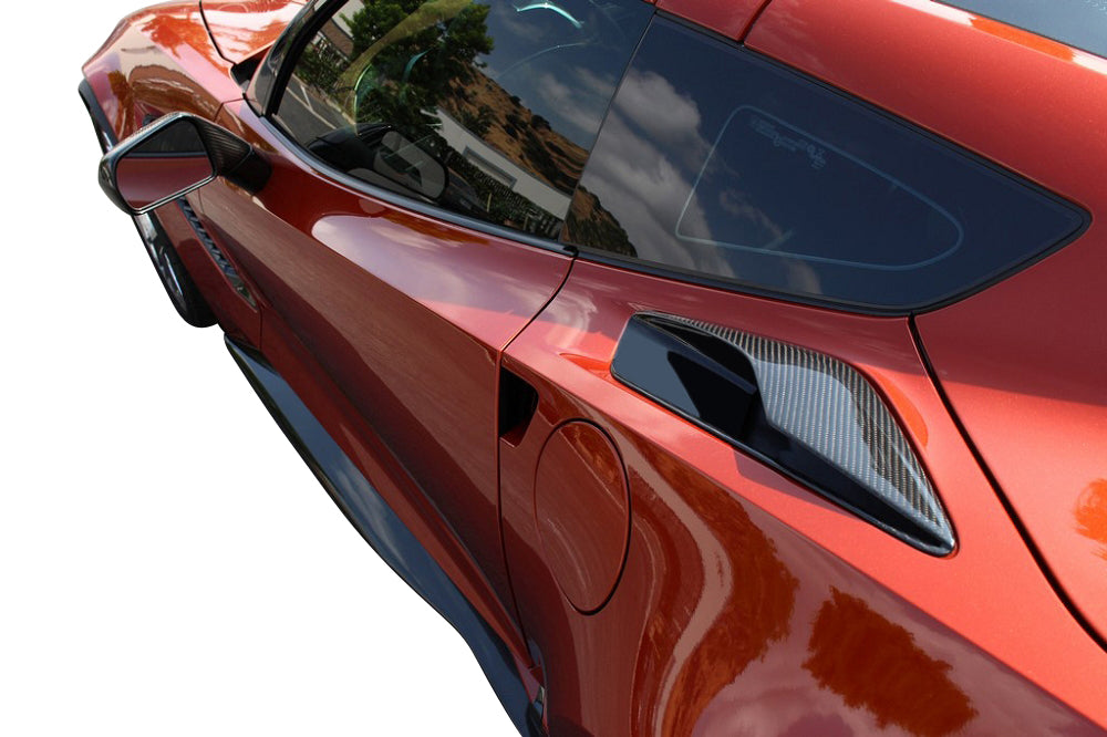 2014-2019 Corvette Hydro Carbon Fiber Z06 Style Rear Quarter Intake Ducts - Gloss Clear - CA-74940-Corvette-Store-Online