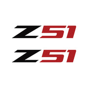 2005-2019 Corvette Z51 Fender Vent Decals - Pair - Gloss Black Z/Gloss Red 51 - Small - CA-75123-Corvette-Store-Online