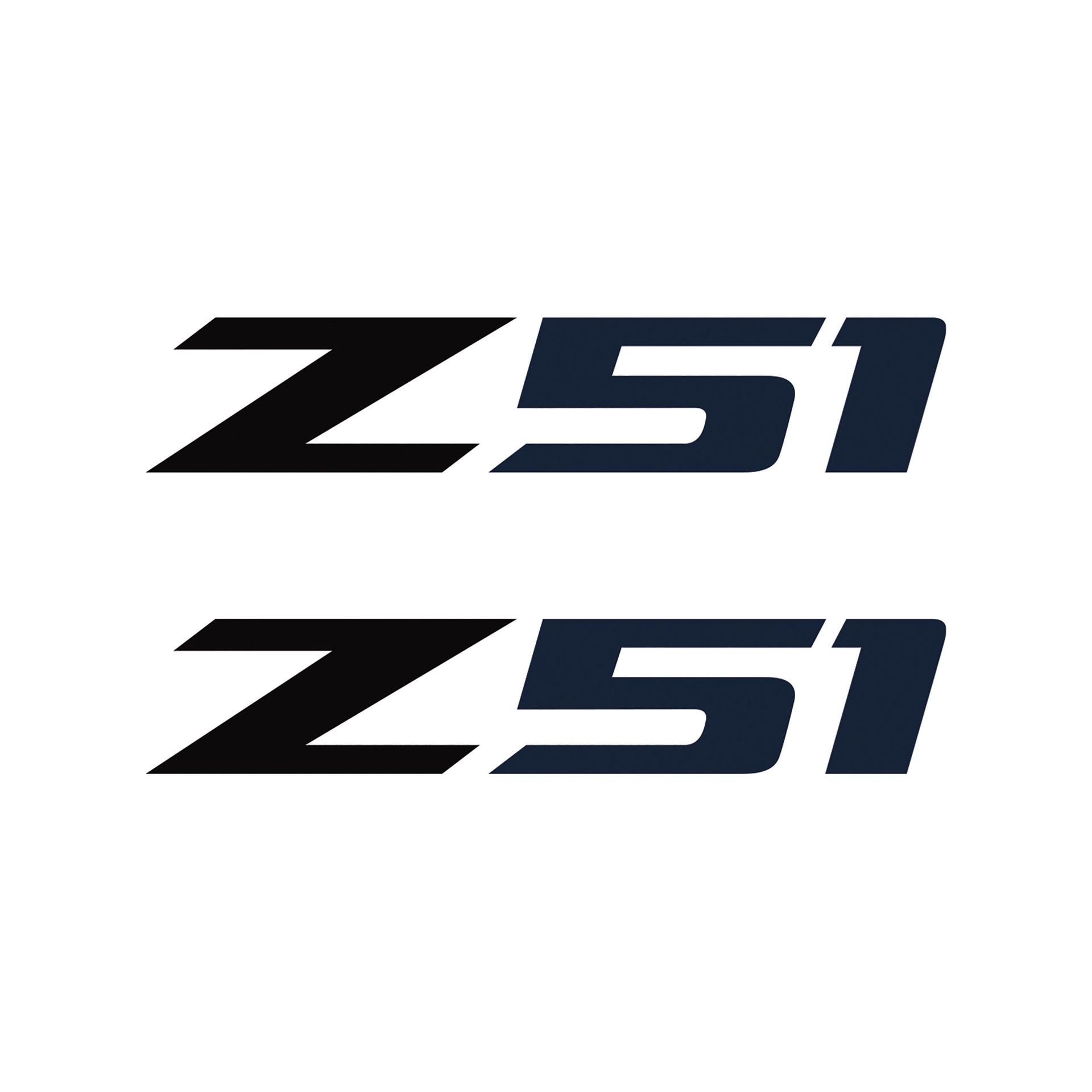 2005-2019 Corvette Z51 Fender Vent Decals - Pair - Gloss Black Z/Gloss Blue 51 - Small - CA-75125-Corvette-Store-Online