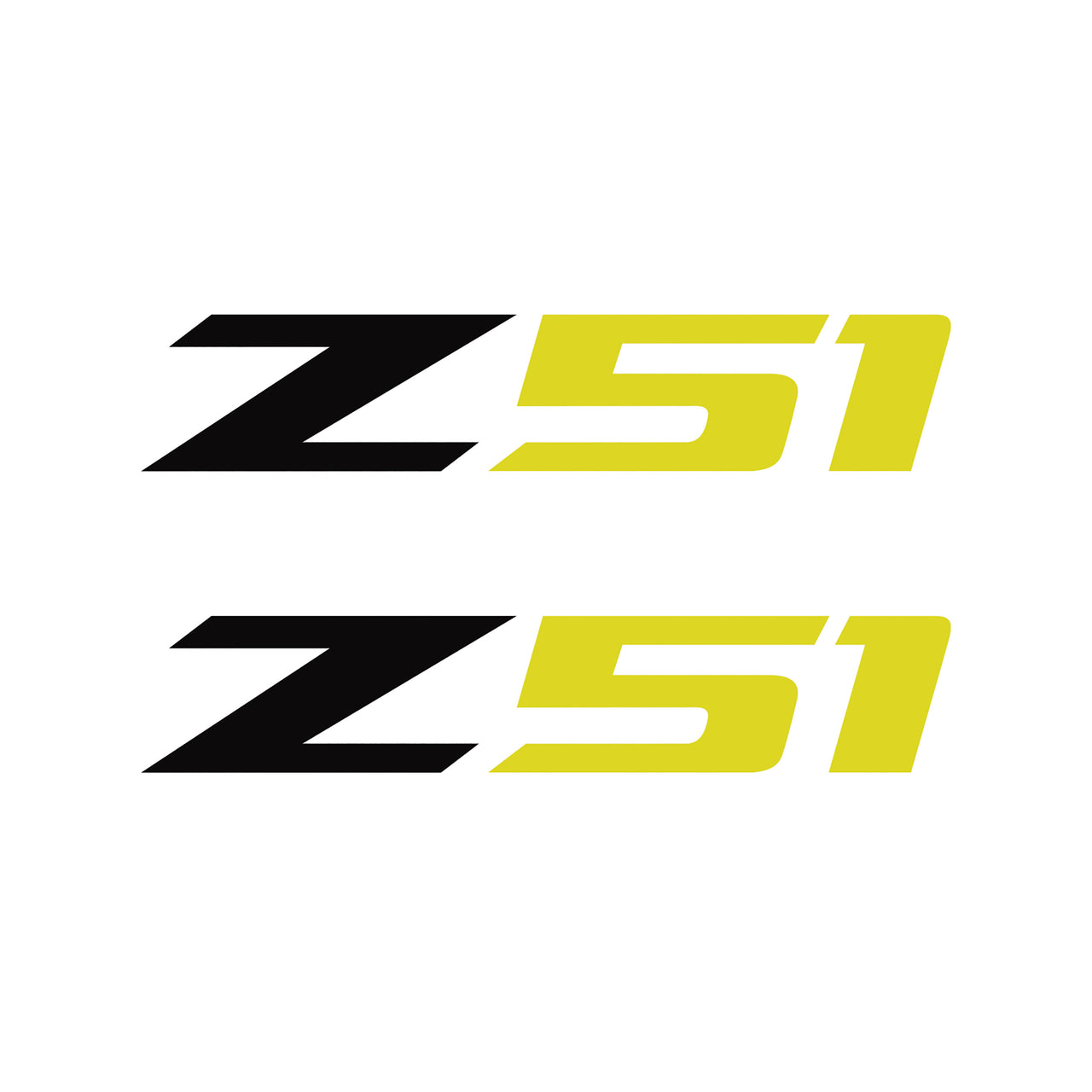 2005-2019 Corvette Z51 Fender Vent Decals - Pair - Gloss Black Z/Matte Yellow 51 - Small - CA-75136-Corvette-Store-Online