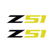 2005-2019 Corvette Z51 Fender Vent Decals - Pair - Gloss Black Z/Matte Yellow 51 - Small - CA-75136-Corvette-Store-Online