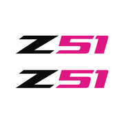 2005-2019 Corvette Z51 Fender Vent Decals - Pair - Gloss Black Z/Matte Pink 51 - Small - CA-75138-Corvette-Store-Online