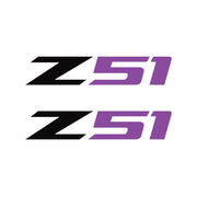 2005-2019 Corvette Z51 Fender Vent Decals - Pair - Gloss Black Z/Matte Purple 51 - Large - CA-75140-Corvette-Store-Online