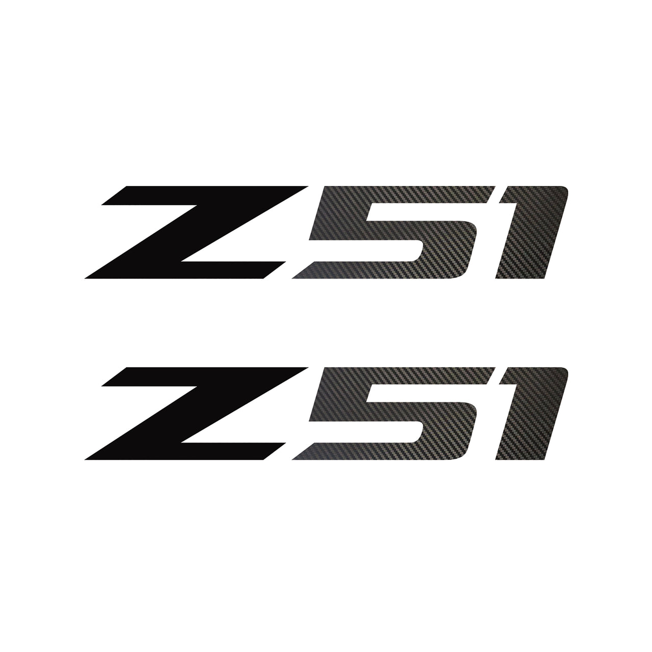2005-2019 Corvette Z51 Fender Vent Decals - Pair - Gloss Black Z/Black Gloss Carbon Fiber 51 - SM - CA-75142-Corvette-Store-Online