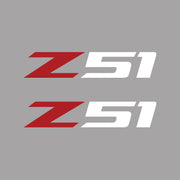 2005-2019 Corvette Z51 Fender Vent Decals - Pair - Gloss Red Z/Gloss White 51 - Medium - CA-75149-Corvette-Store-Online