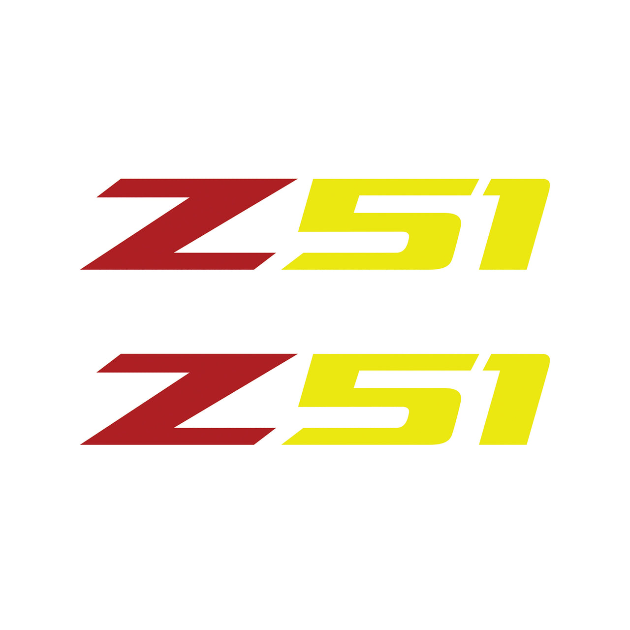 2005-2019 Corvette Z51 Fender Vent Decals - Pair - Gloss Red Z/Gloss Yellow 51 - Medium - CA-75159-Corvette-Store-Online