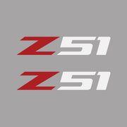 2005-2019 Corvette Z51 Fender Vent Decals - Pair - Gloss Red Z/Matte White 51 - Small - CA-75162-Corvette-Store-Online