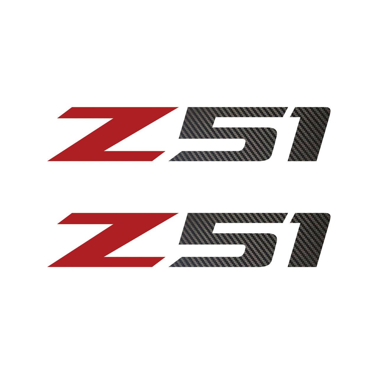 2005-2019 Corvette Z51 Fender Vent Decals - Pair - Gloss Red Z/Black Carbon Fiber 51 - Small - CA-75166-Corvette-Store-Online