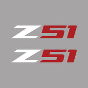 2005-2019 Corvette Z51 Fender Vent Decals - Pair - Gloss White Z/Gloss Red 51 - Medium - CA-75168-Corvette-Store-Online