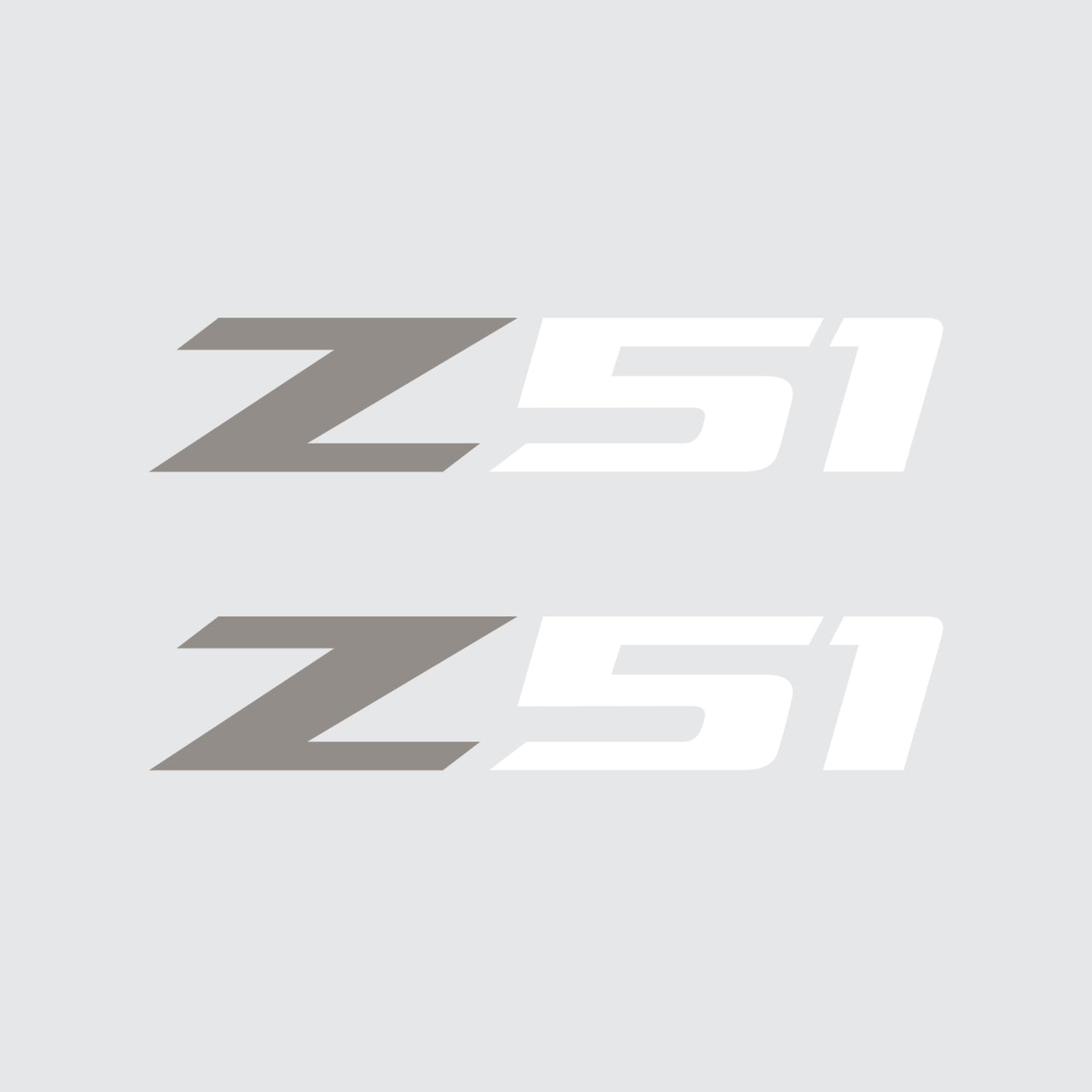 2005-2019 Corvette Z51 Fender Vent Decals - Pair - Gloss Silver Z/Gloss White 51 - Small - CA-75174-Corvette-Store-Online