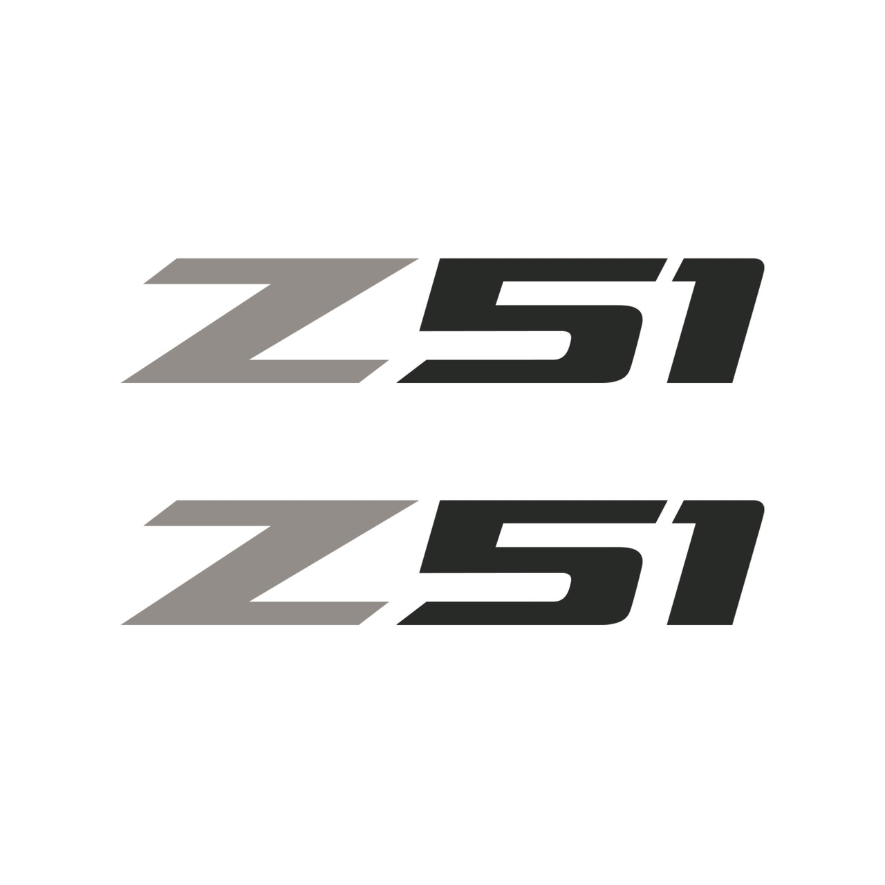 2005-2019 Corvette Z51 Fender Vent Decals - Pair - Gloss Silver Z/Matte Dark Gray 51 - Medium - CA-75176-Corvette-Store-Online
