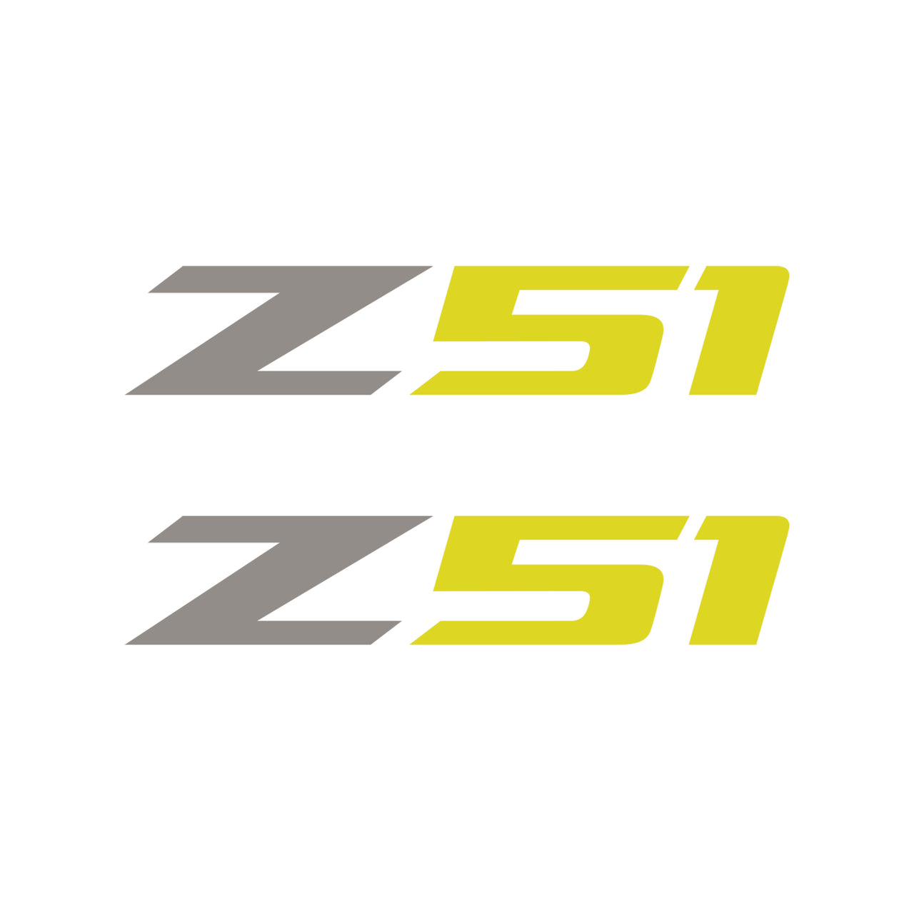 2005-2019 Corvette Z51 Fender Vent Decals - Pair - Gloss Silver Z/Matte Yellow 51 - Small - CA-75180-Corvette-Store-Online