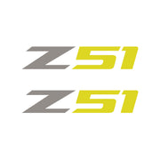 2005-2019 Corvette Z51 Fender Vent Decals - Pair - Gloss Silver Z/Matte Yellow 51 - Small - CA-75180-Corvette-Store-Online