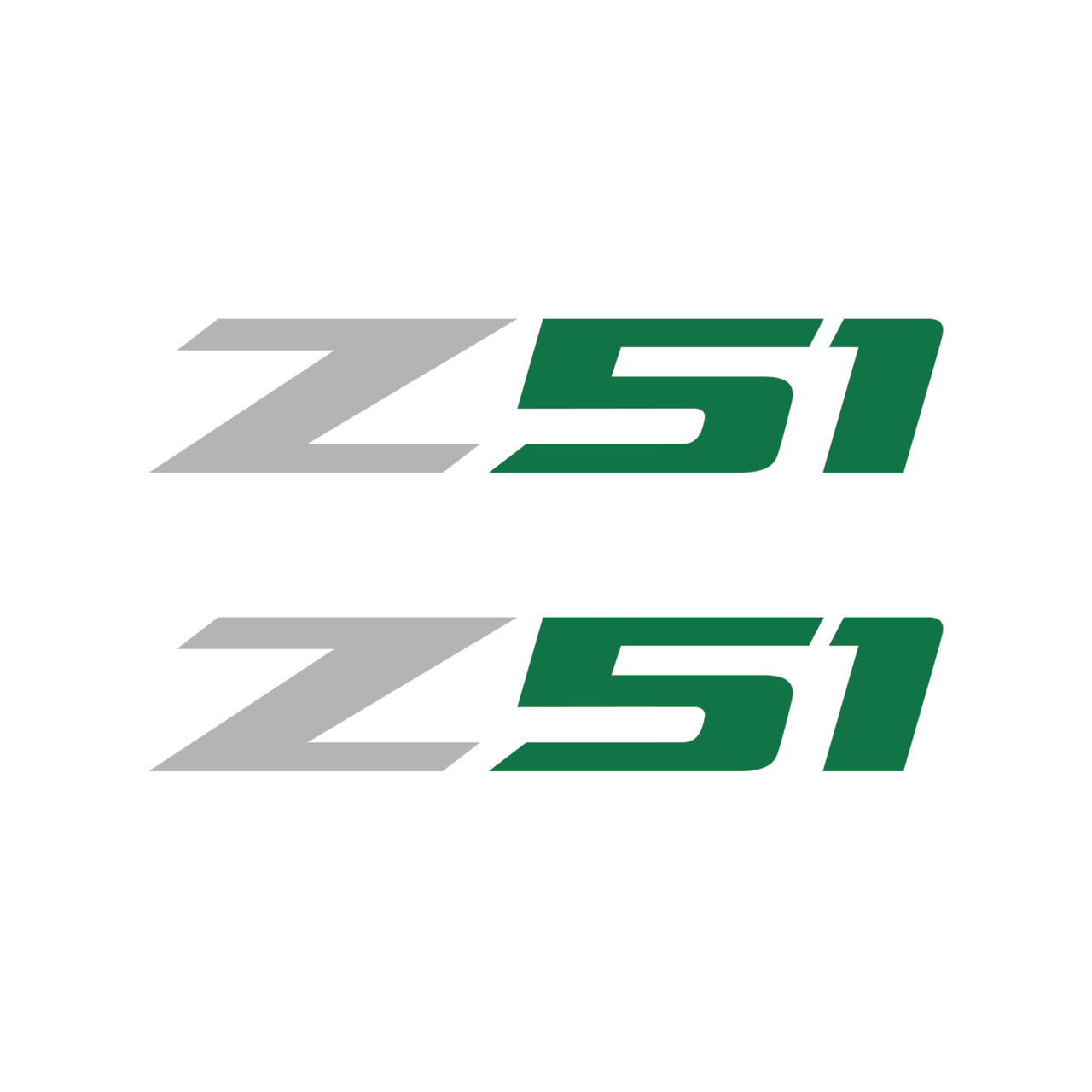 2005-2019 Corvette Z51 Fender Vent Decals - Pair - Gloss Gray Z/Gloss Green 51 - Small - CA-75182-Corvette-Store-Online
