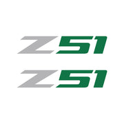 2005-2019 Corvette Z51 Fender Vent Decals - Pair - Gloss Gray Z/Gloss Green 51 - Small - CA-75182-Corvette-Store-Online