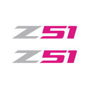 2005-2019 Corvette Z51 Fender Vent Decals - Pair - Gloss Gray Z/Matte Pink 51 - Small - CA-75184-Corvette-Store-Online