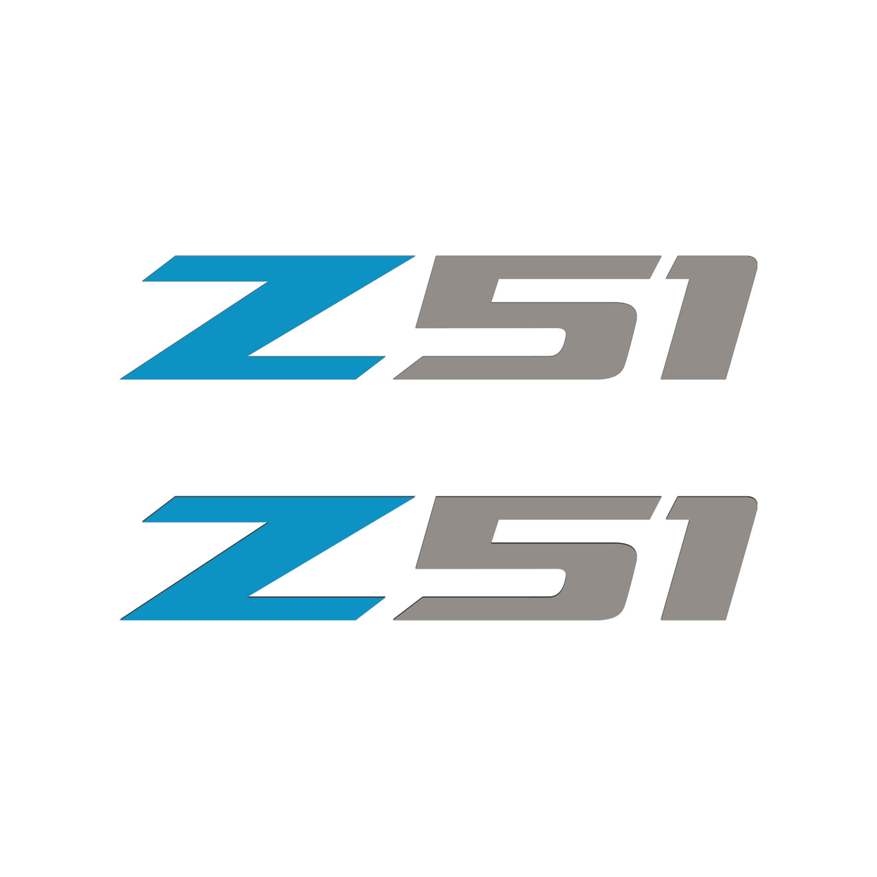 2005-2019 Corvette Z51 Fender Vent Decals - Pair - Gloss Tension Blue Z/Gloss Silver 51 - Small - CA-75185-Corvette-Store-Online