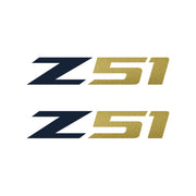 2005-2019 Corvette Z51 Fender Vent Decals - Pair - Gloss Blue Z/Gloss Metallic Gold 51 - Small - CA-75190-Corvette-Store-Online