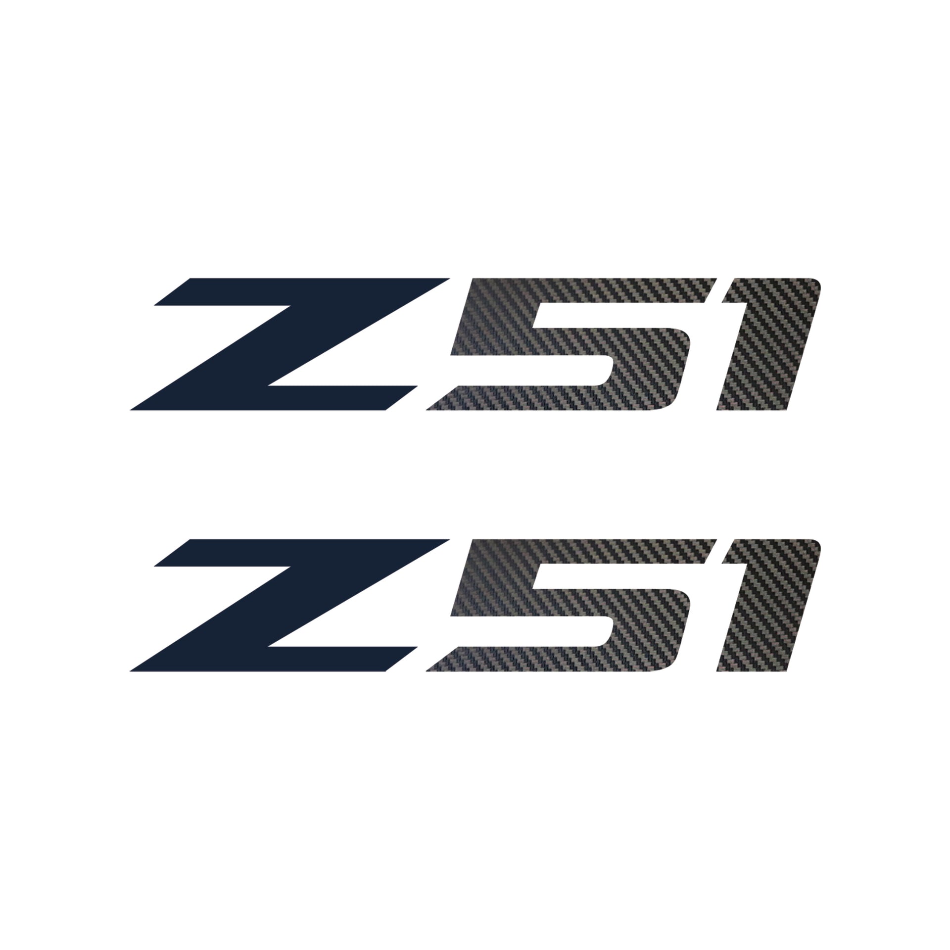 2005-2019 Corvette Z51 Fender Vent Decals - Pair - Gloss Blue Z/Black Carbon Fiber 51 - Medium - CA-75191-Corvette-Store-Online