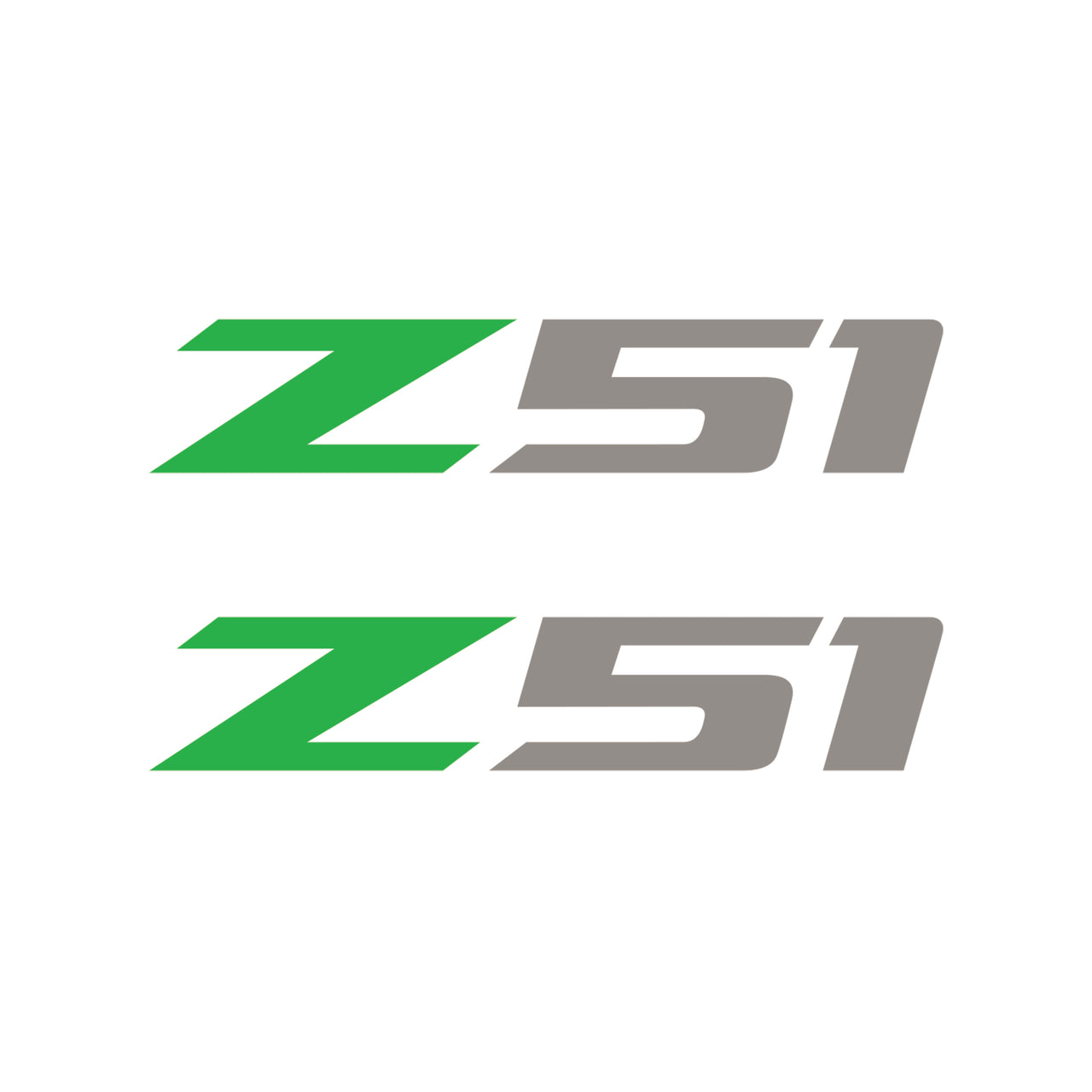 2005-2019 Corvette Z51 Fender Vent Decals - Pair - Gloss Lime Green Z/Gloss Silver 51 - Small - CA-75193-Corvette-Store-Online