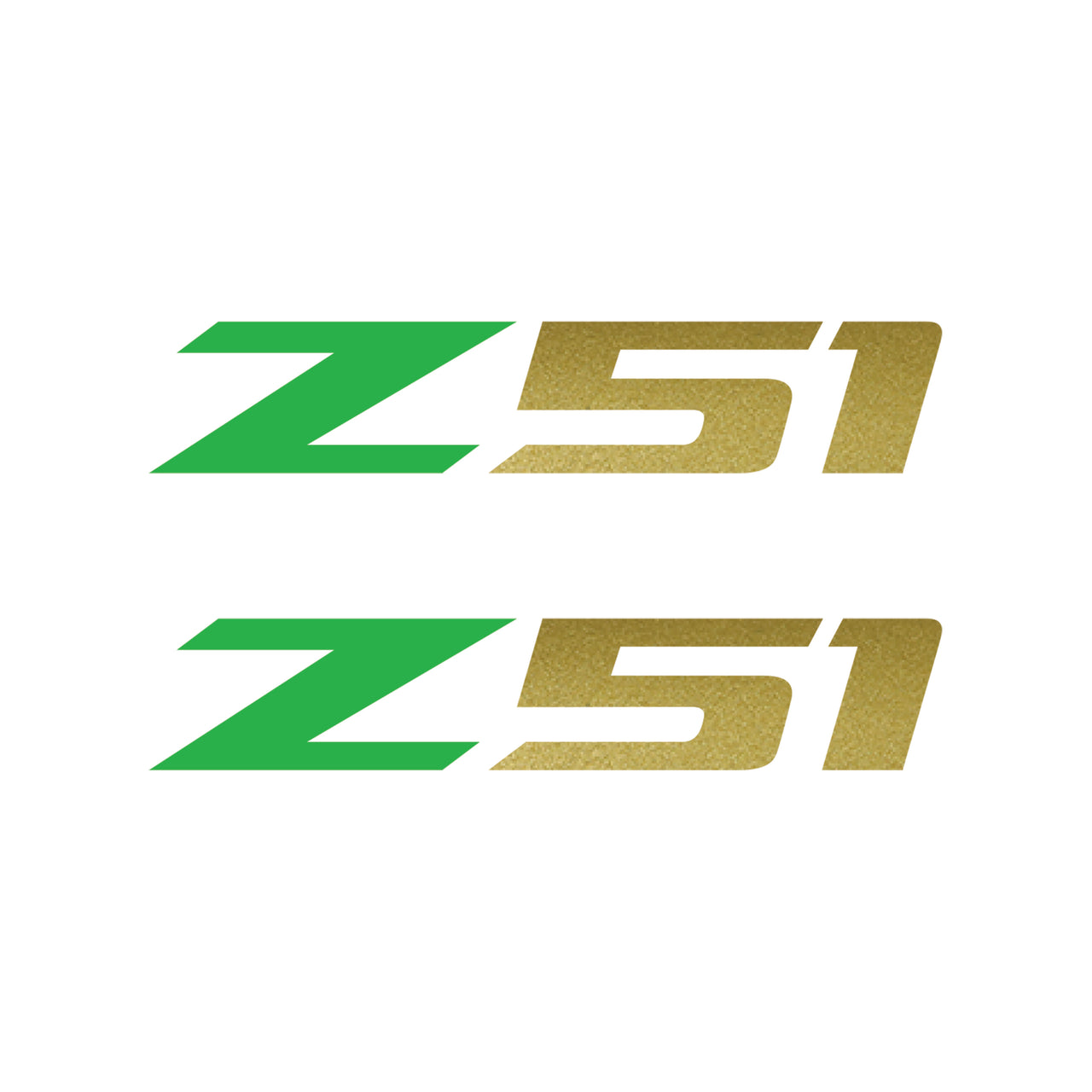 2005-2019 Corvette Z51 Fender Vent Decals - Pair - Gloss Lime Green Z/Gloss Metallic Gold 51 - SM - CA-75195-Corvette-Store-Online