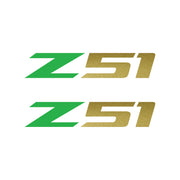 2005-2019 Corvette Z51 Fender Vent Decals - Pair - Gloss Lime Green Z/Gloss Metallic Gold 51 - SM - CA-75195-Corvette-Store-Online