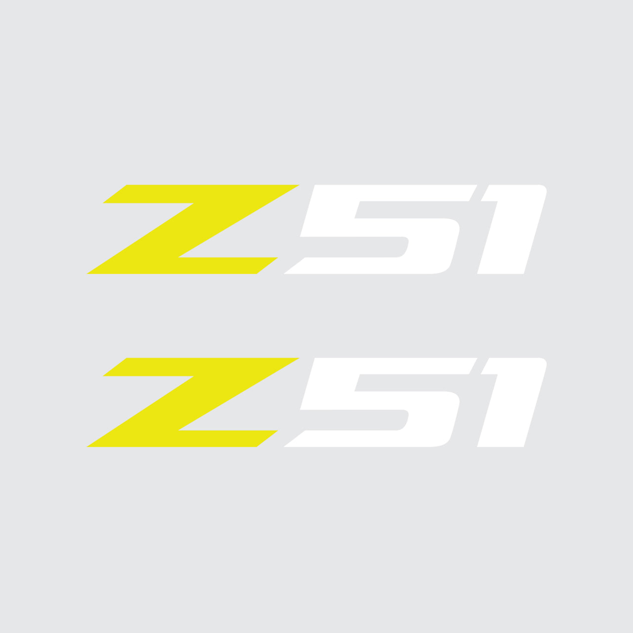 2005-2019 Corvette Z51 Fender Vent Decals - Pair - Gloss Yellow Z/Gloss White 51 - Small - CA-75199-Corvette-Store-Online