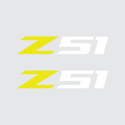 2005-2019 Corvette Z51 Fender Vent Decals - Pair - Gloss Yellow Z/Gloss White 51 - Small - CA-75199-Corvette-Store-Online