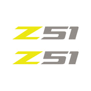 2005-2019 Corvette Z51 Fender Vent Decals - Pair - Gloss Yellow Z/Gloss Silver 51 - Small - CA-75200-Corvette-Store-Online