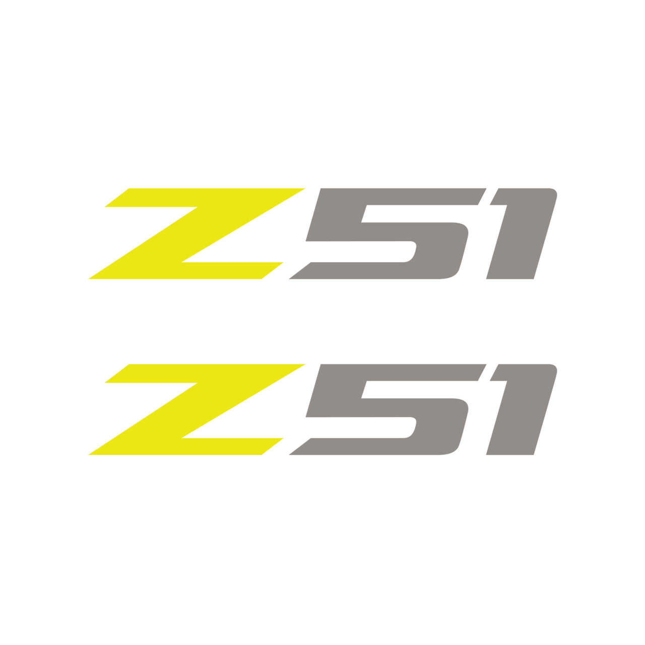 2005-2019 Corvette Z51 Fender Vent Decals - Pair - Gloss Yellow Z/Gloss Silver 51 - Large - CA-75201-Corvette-Store-Online