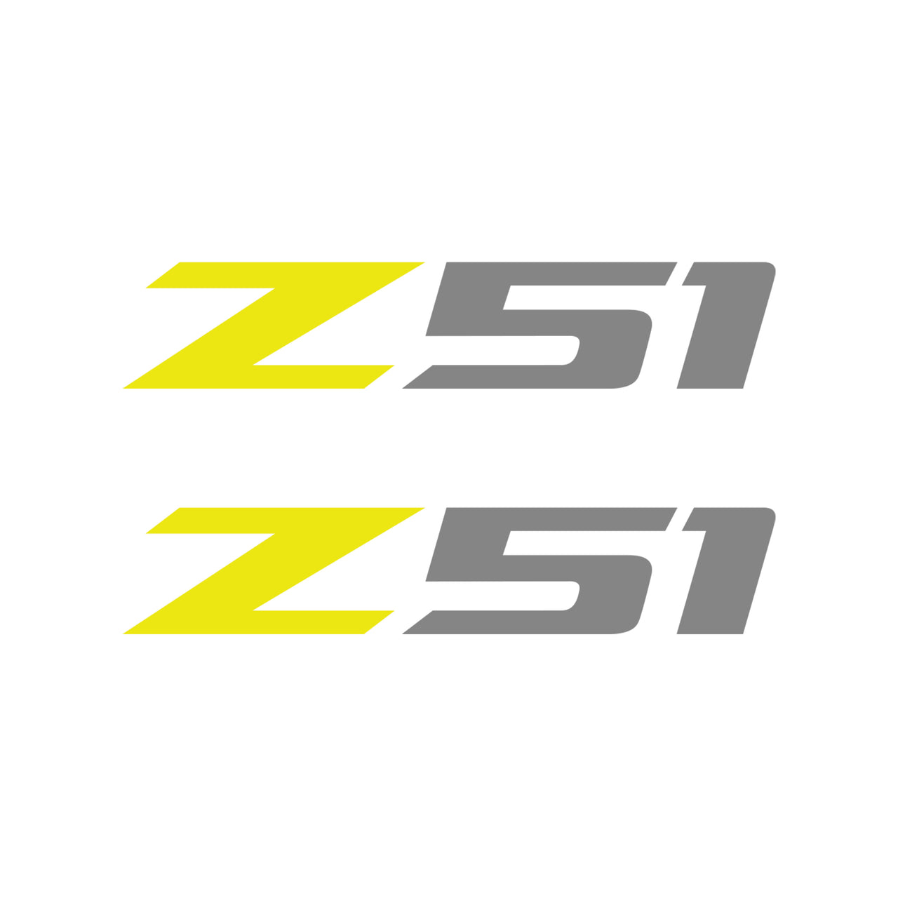 2005-2019 Corvette Z51 Fender Vent Decals - Pair - Gloss Yellow Z/Matte Gray 51 - Small - CA-75203-Corvette-Store-Online