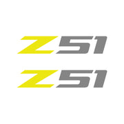 2005-2019 Corvette Z51 Fender Vent Decals - Pair - Gloss Yellow Z/Matte Gray 51 - Small - CA-75203-Corvette-Store-Online