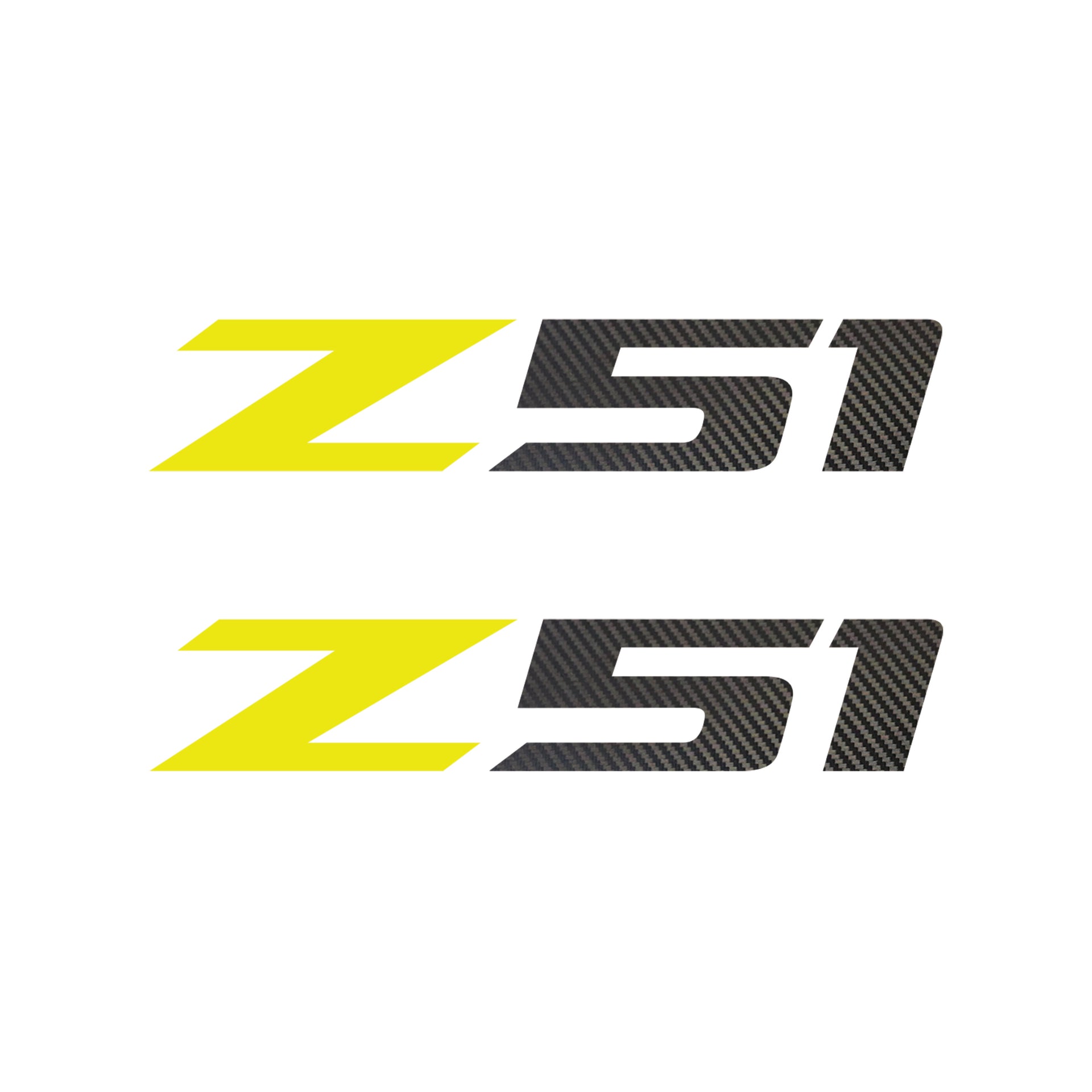 2005-2019 Corvette Z51 Fender Vent Decals - Pair - Gloss Yellow Z/Black Carbon Fiber 51 - Small - CA-75205-Corvette-Store-Online