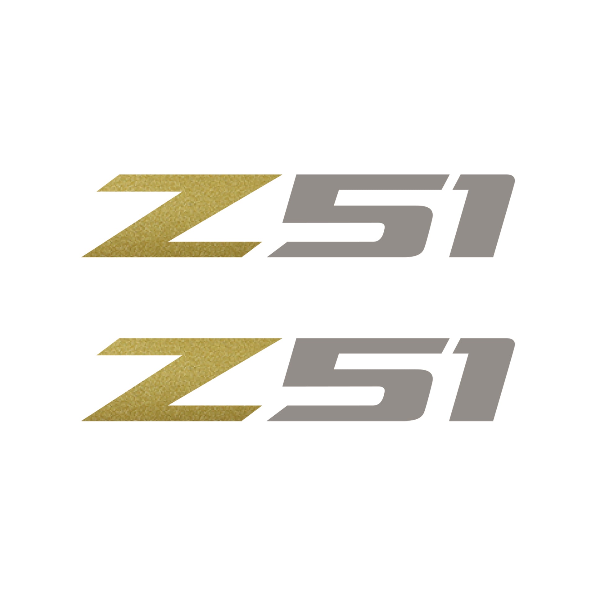 2005-2019 Corvette Z51 Fender Vent Decals - Pair - Gloss Metallic Gold Z/Gloss Silver 51 - Small - CA-75206-Corvette-Store-Online