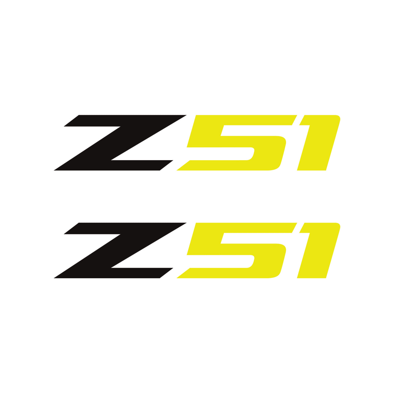 2005-2019 Corvette Z51 Fender Vent Decals - Pair -Matte Black Z/Gloss Yellow 51 - Small - CA-75209-Corvette-Store-Online